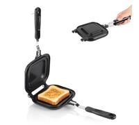 HERCHR Toastie Maker Pan Double Side Grilled Sandwich Maker Panini Maker Pan Non Stick Frying Pan 14.4×6.3×1.4 in for Tortillas Sandwich Maker Outdoor Camping Grill Breakfast