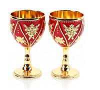 HERCHR Vintage Chalice Goblet 2Pcs 30ml Wine Cups Metal Embossed Vintage Floral Pattern Chalice Goblet Communion Cupsfor Communion Anniversary Home Bar Wedding