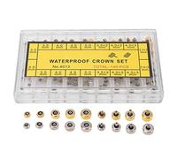 HERCHR Watch Crown Parts, 140 Pcs Stainless Steel Watch Crowns Repairing Replacement Tool with Storage Box, 3.0mm-5.0mm