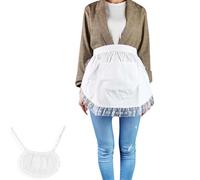 HERCHR White Aprons for Women, Half Apron Maid Lace Hem Cotton Apron Retro Waitress Apron with Pocket for Cooking Restaurant