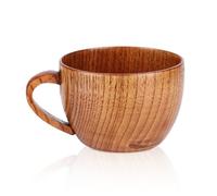 HERCHR Wooden Coffee Mug, 210ML Wood Tea Milk Beverage Juice Drinking Mug Wine Beer Water Cup Bar Accessories Gift with Handle for Home Office