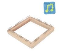 HERCHR Wooden Scarf Knitting Loom 7.87×7.87in Weaving Loom Band Board Knitting Hook Tool with Nondetachable Nails for DIY Weaving Beginner Woven Tapestry Knitted Crafts Making