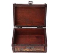 HERCHR Wooden Treasure Chest with Lid and Metal Lock,Treasure Chest Storage Box 4.7x3.7x2.5inch Wooden Jewelry Case Decorative Jewelry Container for Jewellery Halloween Christmas