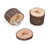 HERCHR Wooden Wedding Ring Box,Wood Proposal Ring Box Mr and Mrs Jewelry Ring Box for Engagement Wooden Vintage Ring Holder Jewelry Storage Box Wood Storage Ceremony Gift Display,2.4×2inch