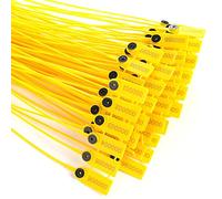 HERCHR Yellow Security Tags 100Pcs Numbered Pull Ties Secure Antitamper Seals Anti Tamper Fire Extinguisher Seals for Trailer Logistics Transport Package Shipping