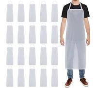 Hercicy 20 Pcs Plastic Aprons Vinyl Clear Waterproof Apron 47 Inches Unisex Transparent Apron Heavy Duty Plastic Aprons for Kitchen Cooking Cleaning Dishwashing Butcher Lab Work, Clear