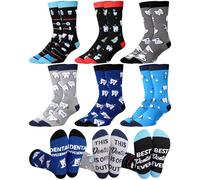 Hercicy 6 Pairs Funny Dental Socks for Men Male Novelty Tooth Dentist Socks Medical Assistant Gift for Dentist Graduation Party Christmas