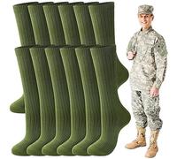 Hercicy 6 Pairs Men's Army Socks Military Boot Socks Cotton Crew Dress Stocking Men Plain Casual Season Grade Regular Fit, Army Green, One Size