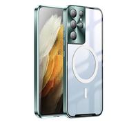HERCN Metal protective case for Samsung Galaxy S21 Ultra 5G ; Ring MagSafe Magnet - Wireless Charging - Aviation Aluminum Metal Protective Bumper Designed - Built-in Camera Lens Film - Slim (Green)