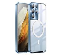 HERCN Metal protective case for Samsung Galaxy S21 Ultra 5G ; Ring MagSafe Magnet - Wireless Charging - Aviation Aluminum Metal Protective Bumper Designed - Built-in Camera Lens Film - Slim (Blue)