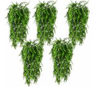 HERCOCCI 5 Pack Reptile Plants, Terrarium Hanging Plants Vines Artificial Leaves Habitat Decorations with Suction Cup for Bearded Dragon Hermit Crab Lizard Snake Geckos Chameleon