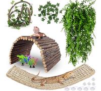 HERCOCCI Bearded Dragon Tank Accessories, Large Reptile Bridge Hammock Flexible - Jungle Climbing Vines and Leaves with Suction Cups Habitat Décor for Hiding& Climbing Snake Gecko Lizard Chameleon