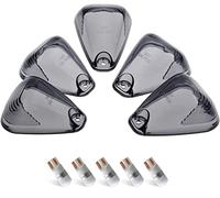 HERCOO Set of 5 Smoke Roof Cab Lens w/White LED Lights for Ford F150 F250 F350 F450 F550 Super Duty