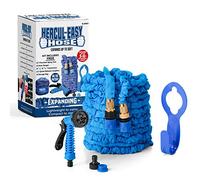 Hercul-Easy Expandable Garden Hose Set - Flexible Hose with 7 Way Spray Gun - Aluminium & Brass Connectors, Hose Holder & Tap Connectors - Water Pipe with Free Storage Bag, 50ft, Blue