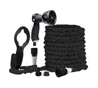 Hercul-Easy Expandable Garden Hose Set - Flexible Hose with 7 Way Spray Gun - Aluminium & Brass Connectors, Hose Holder & Tap Connectors - Water Pipe with Free Storage Bag, 150ft, Black