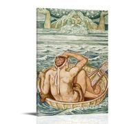 Hercules And Atlas by Walter Crane (1893) - Victorian Mythological Wall Art Poster with Boat And Ocean Elements Art Canvas Painting Decor Wall Print Photo Home Modern Decoratives Frame 24x36inch