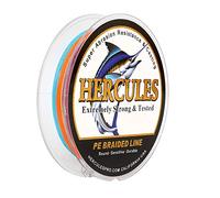 HERCULES Braided Fishing Line 1000m 1094yds 6lbs-100lbs Pe 4 Strands (Multicolor 10lb/4.5kg 0.12mm)