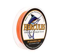 HERCULES Braided Fishing Line 1000m 1094yds 6lbs-100lbs Pe Superline 4 Strands (Orange 6lb/2.7kg 0.08mm)