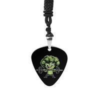 Hercules Broccoli Weightlifting Fitness Guitar Pick Pendant Necklace for Acoustic Electric Bass Players Guitar Accessories Guitarist Gifts