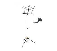Hercules BS020BB Compact Music Stand and HA700 Headphone and Guitar Strap Holder