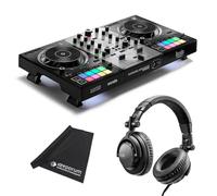 Hercules DJControl Inpulse 500 2-Deck DJ USB Controller Silver Edition with DJ45 Headphones and Keepdrum Microfibre Cloth
