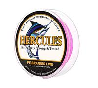 Hercules Super Cast 100M 109 Yards Braided Fishing Line 15 LB Test for Saltwater Freshwater PE Braid Fish Lines Superline 8 Strands - Pink, 15LB (6.8KG), 0.16MM