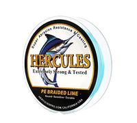 Hercules Super Cast 300M 328 Yards Braided Fishing Line 50 LB Test for Saltwater Freshwater PE Braid Fish Lines Superline 8 Strands - Blue, 50LB (22.7KG), 0.37MM