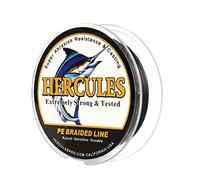 Hercules Super Cast 500M 547 Yards Braided Fishing Line 10 LB Test for Saltwater Freshwater PE Braid Fish Lines Superline 8 Strands - Black, 10LB (4.5KG), 0.12MM