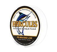 Hercules Super Cast 500M 547 Yards Braided Fishing Line 10 LB Test for Saltwater Freshwater PE Braid Fish Lines Superline 8 Strands - White, 10LB (4.5KG), 0.12MM