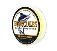 Hercules Super Cast 500M 547 Yards Braided Fishing Line 20 LB Test for Saltwater Freshwater PE Braid Fish Lines Superline 8 Strands - Fluorescent Yellow, 20LB (9.1KG), 0.20MM