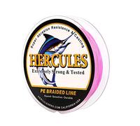 Hercules Super Cast 500M 547 Yards Braided Fishing Line 20 LB Test for Saltwater Freshwater PE Braid Fish Lines Superline 8 Strands - Pink, 20LB (9.1KG), 0.20MM