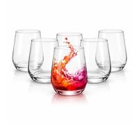Herculine Water Glasses Set of 6 - 455ml / 14oz Premium Clear Drinking Glass for Water/Modern Stemless Wine & Juice Glasses/Elegant Highball Cocktail Glass/Tumblers for Everyday Use