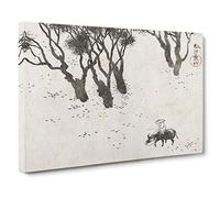 Herd Boy by Hishida Shunso Painting Canvas Print | Gallery Wrapped 30mm Frame Wall Art | 30x20 inches | Ready to Hang | Contemporary People Picture | Living Room Bedroom Lounge Office