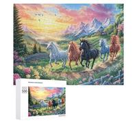 Herd Galloping on Mountain Trail 500 Piece Jigsaw Puzzle for Couples Indoor Game Night Cognitive Interaction Gift for Togetherness 500 PCS
