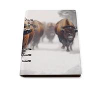 Herd of Bison Snowy Day Refillable Notebook 6 Ring Binder Foldable Loose-Leaf Notebooks A5 Planner Book with 90 Sheets Paper