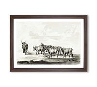 Herd of Bulls by Jean Bernard Framed Print | A2 Walnut Framed Wall Art | Ready to Hang | Modern Nature Picture | Living Room Bedroom Lounge Office