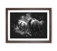 Herd Of Elephants Paint Splash Modern Art Framed Print | A2 Walnut Framed Wall Art | Ready to Hang | Modern Animal Picture | Living Room Bedroom Lounge Office