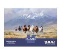 Herd of Horses Puzzles 1000 Piece for Adults Jigsaw Puzzles Grassland Animals Impossible Puzzle Educational Games Gifts 52x38cm/1000pcs