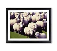 Herd Of Sheep Framed Print | A3 Black Framed Wall Art | Ready to Hang | Modern Animal Picture | Living Room Bedroom Lounge Office