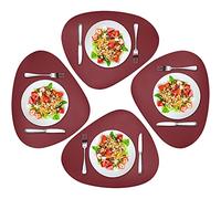 Herda Burgundy Placemats Set of 4 for Dining Table, Wine Red Leather Table Mats Place Mats Wipeable Washable Placemats for Kitchen Dining Patio Table Easy to Clean Holiday Table Christmas Table Mats