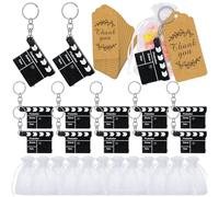 Herdear 36 Sets Movie Night Party Favors Director Clapboard Tape Measure Keychain Thank You Tag Organza Gift Bag for Movie Theatre Party Supplies Wedding Birthday Film Cast Decor