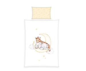 Herding Baby Best Flannel Bedding Sleeping on The Moon, Made in Green by Oeko TEX, Pillowcase 40 x 60 cm with Hotel Cover, Duvet Cover 100 x 135 cm with Smooth Zipper, Cotton, Flannel