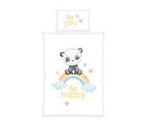 Herding Baby Best Rainbow Panda Flannel Bed Linen, Made in Green by Oeko TEX, Pillowcase 40 x 60 cm with Hotel Cover, Duvet Cover 100 x 135 cm with Smooth Zipper, Cotton, Flannel
