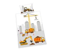 Herding BABY BEST Toddler Bedding Set, Reversible Motif Jana Construction Site, Duvet Cover 100 x 135 cm, Pillow Case 40 x 60 cm, Cotton/Renforcé