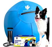 Herding Ball for Dogs - 25” Cover for Australian Shepard, Collie, Cattle & All Herding Dogs Over 27 Pounds - Heavy Duty Dual Layered Cover - Thick Anti-Burst Inner Ball - High Flow Foot Pump