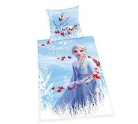 Herding Bed Linen-Set, Disney's Frozen 2, Pillow Case 80 x 80cm, Duvet Cover 135 x 200cm, 100% Cotton, Renforcé, with Smooth-Running, Blue, German Size