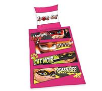 Herding Bed Linen Set Miraculous, Pillowcase 80 x 80 cm, Duvet cover 135 x 200 cm, With Button Placket, Cotton