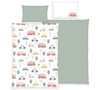 Herding Children's Reversible Bed Linen Vehicles Flannel Grey/Colourful Size 1x 100 x 135 cm + 1x 40 x 60 cm