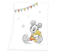 Herding Disney Mickey Mouse Baby Blanket, 75 x 100cm, Soft Polyester, White