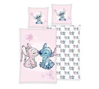 Herding Disney's Stitch Bed Linen, Pillowcase Approx. 80 x 80 cm, Duvet Cover Approx. 135 x 200 cm, with Zip and Reversible Motif, 100% Cotton/Renforcé